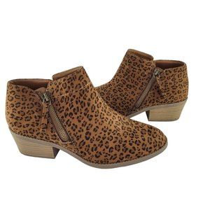 Leopard Print Tan Brown Short Booties Sz 7 Time & Tru